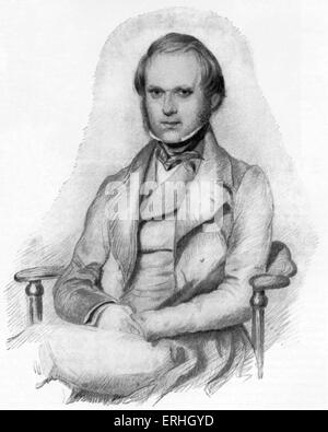 Robert Charles Darwin - Ritratto del naturalista britannico come un uomo giovane. 12 Febbraio 1809 - 19 aprile 1882. Da 'un diario di Foto Stock