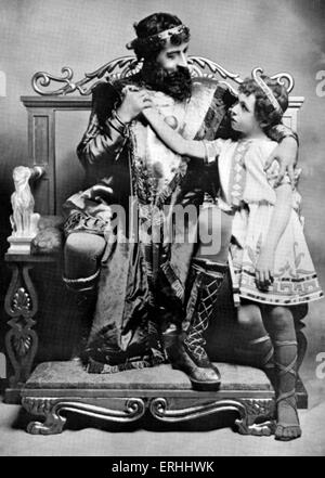 William Shakespeare 's giocare a 'l'inverno 's favola' - Atto I, scena 2. Charles Warner come Leontes e Master Tonge come Mamillius, Sua Maestà 's Theatre, Londra, 1906. Shakespeare: Inglese poeta e drammaturgo, 26 Aprile 1564 - 23 aprile 1616. Foto Stock