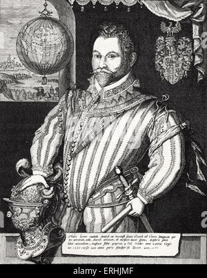 Sir Francis Drake - Ritratto del navigatore inglese, marinaio e uomo politico. c. 1540 - 28 gennaio 1596. Foto Stock
