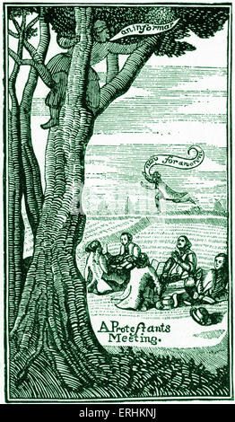 John Bunyan - Illustrazione da scrittore inglese 's prenota ''La vita e la morte del signor Badman' (1680). JB: 28 Novembre 1628 - 31 agosto 1688. Inglese scrittore religioso, predicatore e teologo, poeta. Foto Stock