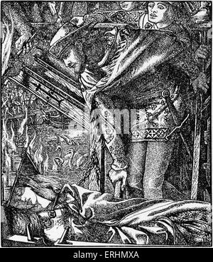 Dante Gabriel Rossetti 's illustrazione per " La Signora di Shalott " incisi da Dalziel per il 1857 Moxon edizione di Tennyson 's Foto Stock