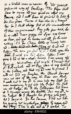 Jonathan Swift - diario privato. Pagina del suo manoscritto. JS: Anglo Irish ecclesiastico, Decano di San Patrizio, Foto Stock