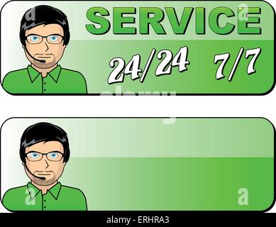 Illustrazione Vettoriale di servizio tutto il tempo icona verde Illustrazione Vettoriale