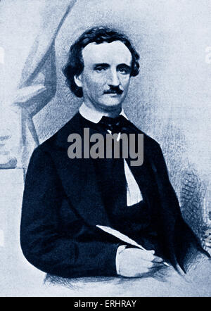 Edgar Allan Poe - nel 1849. Lo scrittore americano, poeta, critico e curatore: 19 gennaio 1809 - 7 ottobre 1849. Da un daguerreotype Foto Stock