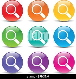 Illustrazione Vettoriale di icone di ricerca su sfondo bianco Illustrazione Vettoriale