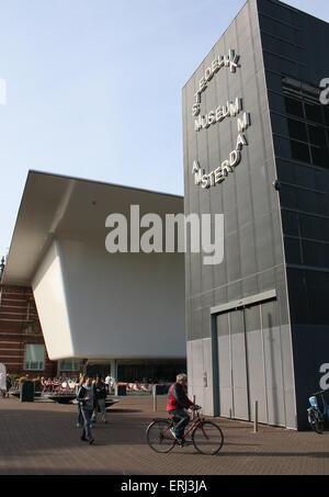 Stedelijk Museum Amsterdam, museo per la moderna & arte contemporanea e design, nuovo allegato e ingresso a Van Baerlestraat Foto Stock