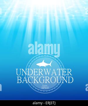 Sfocato sfondo subacqueo con raggi solari. Illustrazione vettoriale EPS 10. Illustrazione Vettoriale