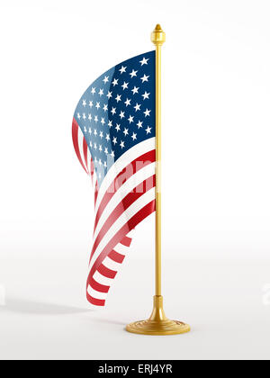 Bandiera americana isolato su sfondo bianco. Foto Stock
