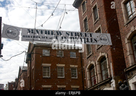 Mathew Street, Liverpool, Luogo di nascita dei Beatles Foto Stock