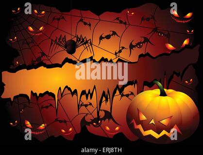Sfondo di Halloween con zucca e spider Illustrazione Vettoriale