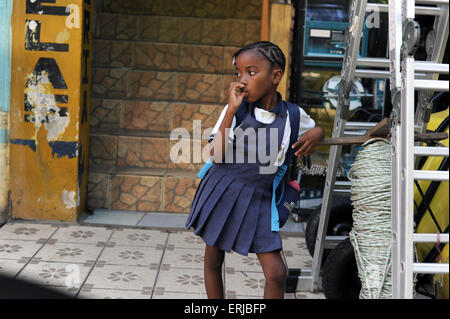 Una ragazza Garifuna in Livingston, Isabal Dipartimento in Guatemala. Foto Stock