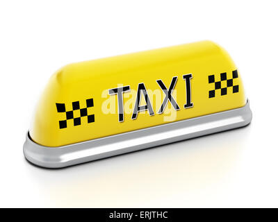 Taxi segno isolato su sfondo bianco. Foto Stock