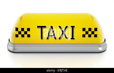 Taxi segno isolato su sfondo bianco. Foto Stock