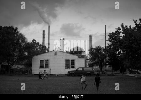 Raffineria di petrolio effetti nel Corpus Christi, Texas. Foto Stock