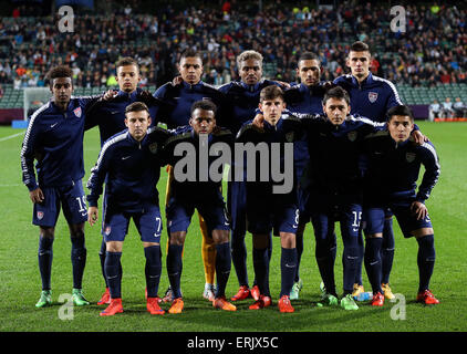 Auckland, Nuova Zelanda. 02Giugno, 2015. USA team line up. 2015 FIFA U20 World Cup, Nuova Zelanda rispetto a Stati Uniti, QBE Stadium Auckland, martedì 2 giugno 2015. © Azione Sport Plus/Alamy Live News Foto Stock