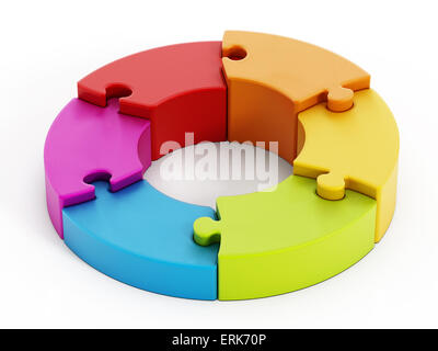 Puzzle di pezzi attaccati gli uni agli altri formando un cerchio. Foto Stock