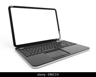 Computer portatile con schermo vuoto isolato su sfondo bianco. Foto Stock