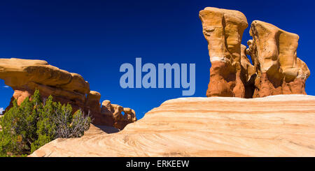 Formazione di roccia, Giardino del Diavolo, il foro nella roccia Road, il Grand Staircase-Escalante monumento nazionale, Utah, Stati Uniti d'America Foto Stock