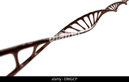 Una vista al microscopio di un DNA filamento di stile di carne su un sfondo isolato Foto Stock