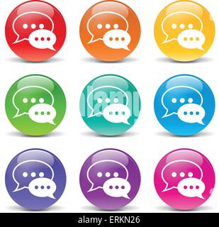Illustrazione Vettoriale di icone di chat su sfondo bianco Illustrazione Vettoriale