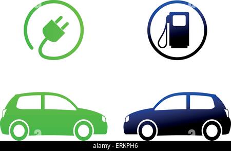 Illustrazione Vettoriale di auto elettriche concetto su sfondo bianco Illustrazione Vettoriale