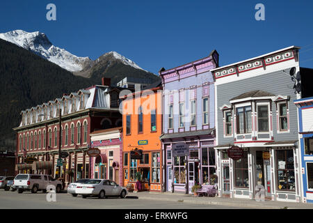 Gli edifici lungo la Main Street, Silverton, Colorado, Stati Uniti d'America, America del Nord Foto Stock