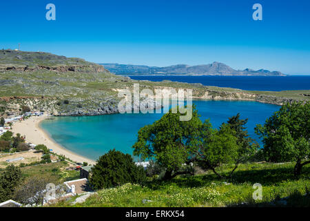 Pallas spiaggia di Lindos, RODI, DODECANNESO Isole Isole Greche, Grecia, Europa Foto Stock