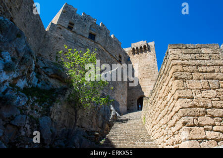 L'acropoli di Lindos, RODI, DODECANNESO Isole Isole Greche, Grecia, Europa Foto Stock