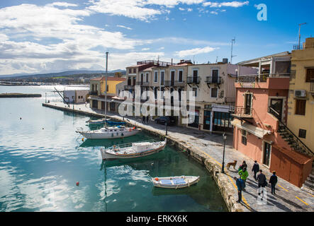 Porto veneziano, Rethimno, Creta, Isole Greche, Grecia, Europa Foto Stock