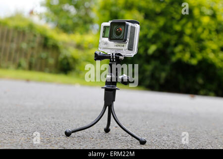 Go Pro Hero 4 telecamera montata su un treppiede piccolo Foto Stock