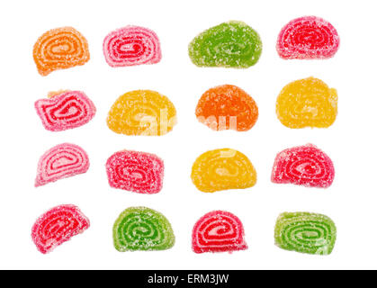 Set di frutta candita jelly isolato su bianco Foto Stock