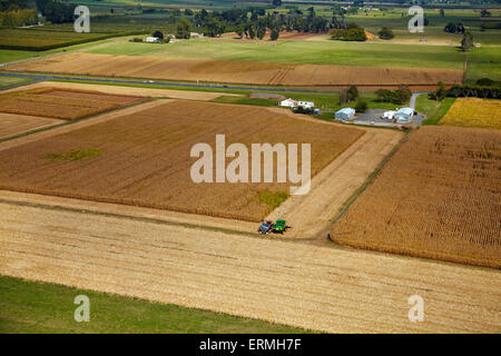 Azienda agricola le colture, Rukuhia, vicino a Hamilton, Waikato, Isola del nord, Nuova Zelanda - aerial Foto Stock