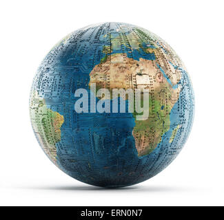 Scheda di circuito massa testurizzata isolato su bianco Foto Stock