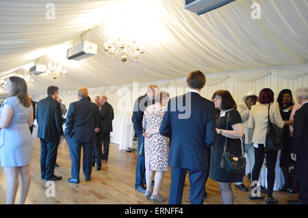 Londra, UK . 04 Giugno, 2015. La reception con il personale e gli studenti di ex-alunni dell Università di Londra programma esterno, le Case del Parlamento di Londra, Regno Unito. Credito: Adina Tovy/Alamy Live News Foto Stock