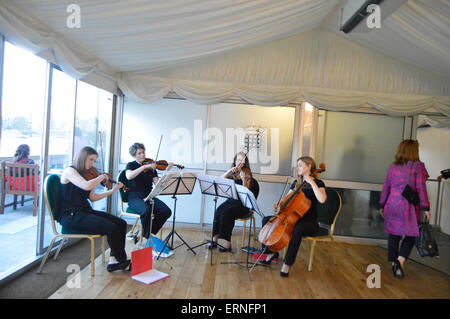 Londra, UK . 04 Giugno, 2015. Musicisti al 4 Giugno il ricevimento per il personale e gli studenti di ex-alunni dell Università di Londra programma esterno. Credito: Adina Tovy/Alamy Live News Foto Stock