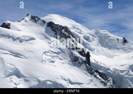 Mont Maudit e il Mont Blanc di picco, Chamonix, Alta Savoia, Francia Foto Stock