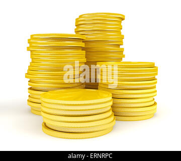Pila di monete d'oro Foto Stock