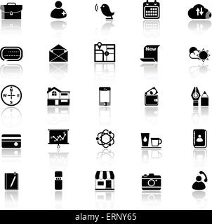 Mobile con le icone di riflettere su sfondo bianco, vettore di stock Illustrazione Vettoriale