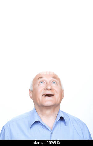 Nonno gioiosa armonia con testa in alto Foto Stock