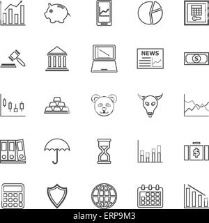 Il mercato azionario le icone della linea su sfondo bianco, vettore di stock Illustrazione Vettoriale