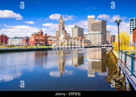 Providence, Rhode Island, Stati Uniti d'America skyline della città sul fiume. Foto Stock