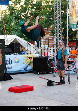 Les Dudes esecutori Preradovic square (Fiore Piazza) in Zagreb Foto Stock