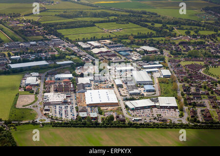 Foto aerea del Newmarket Business Park e Studlands Park Industrial Estate Foto Stock