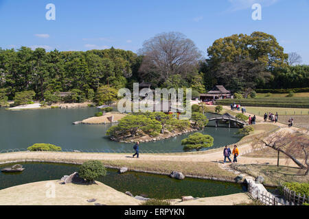 Vista di Koraku-en giardino, Okayama, Prefettura di Okayama, Giappone Foto Stock