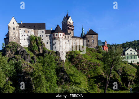 Il castello di Loket, Repubblica Ceca, Europa Foto Stock