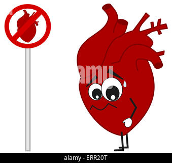 Vietato cuore segno Concept cartoon illustrazione Foto Stock