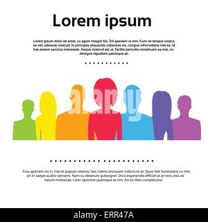 Gruppo persone sagome colorate vettore di icone Illustrazione Vettoriale