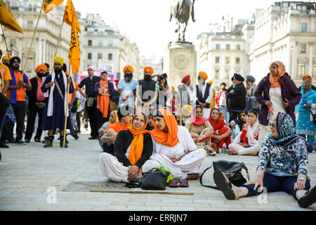 Londra, Regno Unito. 07Th Giugno, 2015. La libertà di religione sikh marzo Rally e nel centro di Londra, 7 giugno 2015 Credit: carol moiré/Alamy Live News Foto Stock