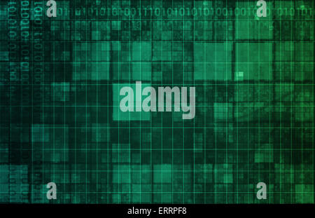 Cervello e computer con interfaccia digitale Quadri arte blocchi Foto Stock