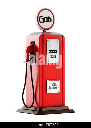 Retro della pompa gas isolato su sfondo bianco Foto Stock